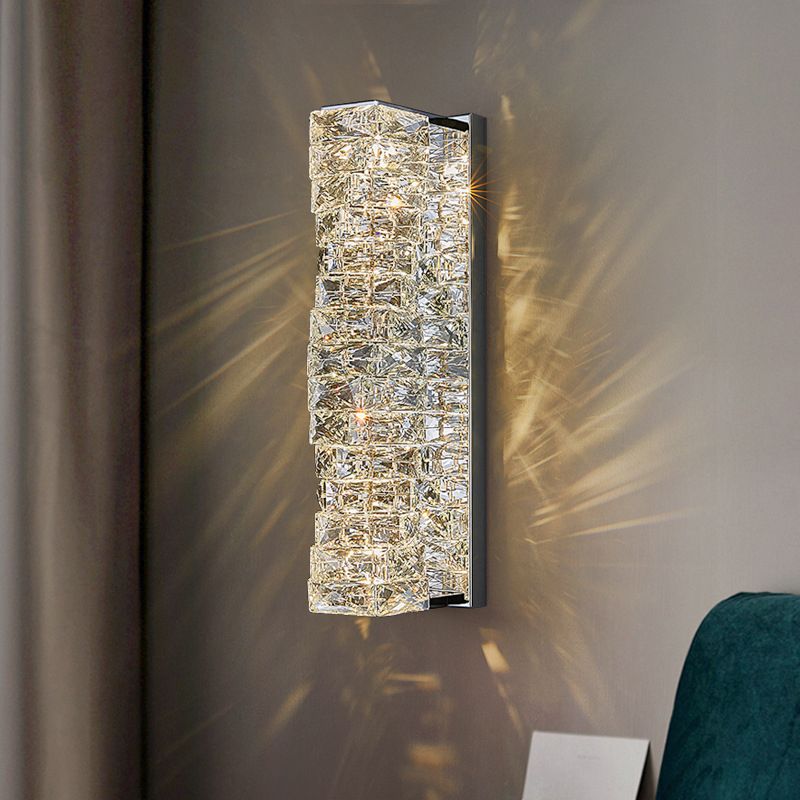 Geometric Shade Single Light Wall Sconce Modern Style Crystal Wall Mount Light Fixture