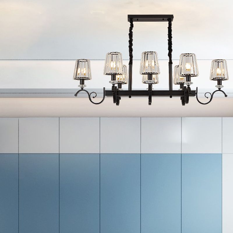 American Style Hanging Lamp Crystal Shade Island Light Fixture for Living Room