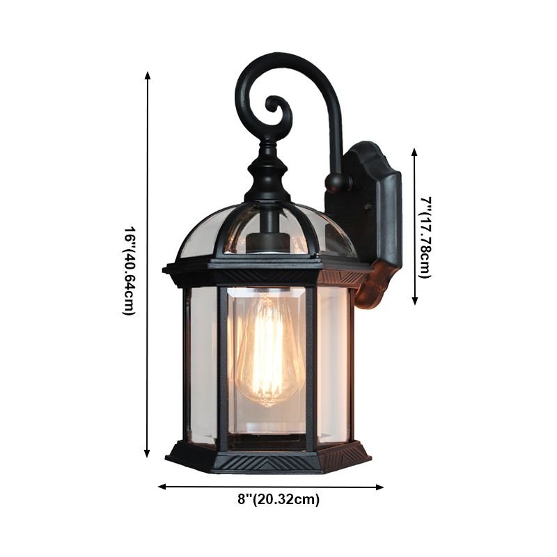 Glass Geometric Shade Wall Lighting Industrial Style Single Light Wall Mount Light Fixture in Black