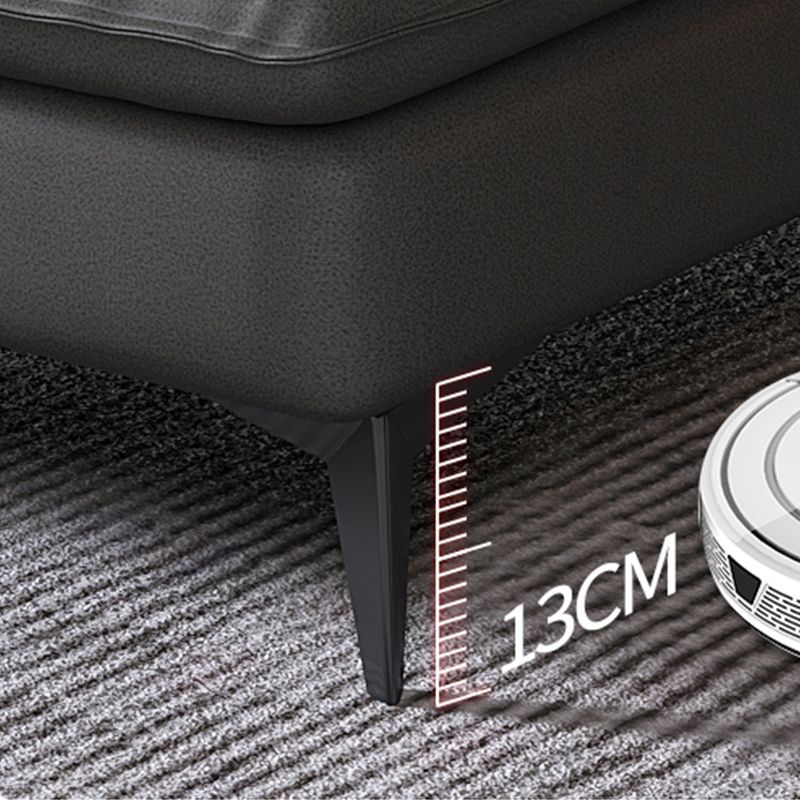 Vintage Sewn Pillow Back Sofa & Chaise 4-seat Faux Leather Sofa