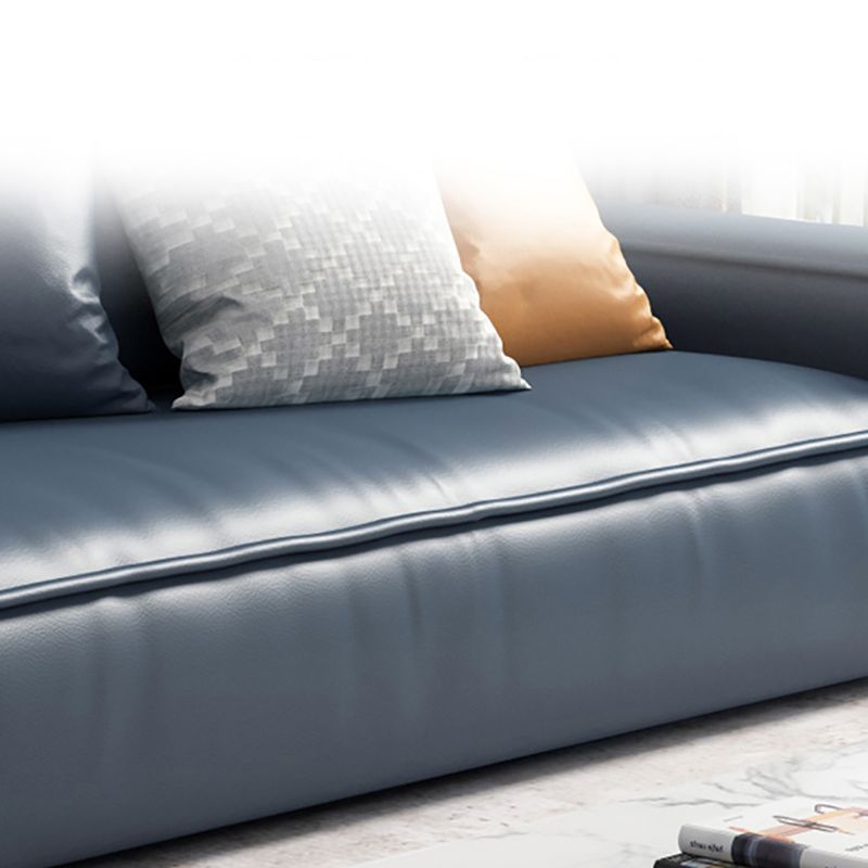 Nordic Stationary Faux Leather Recessed Arm Living Room Sofa Chaise