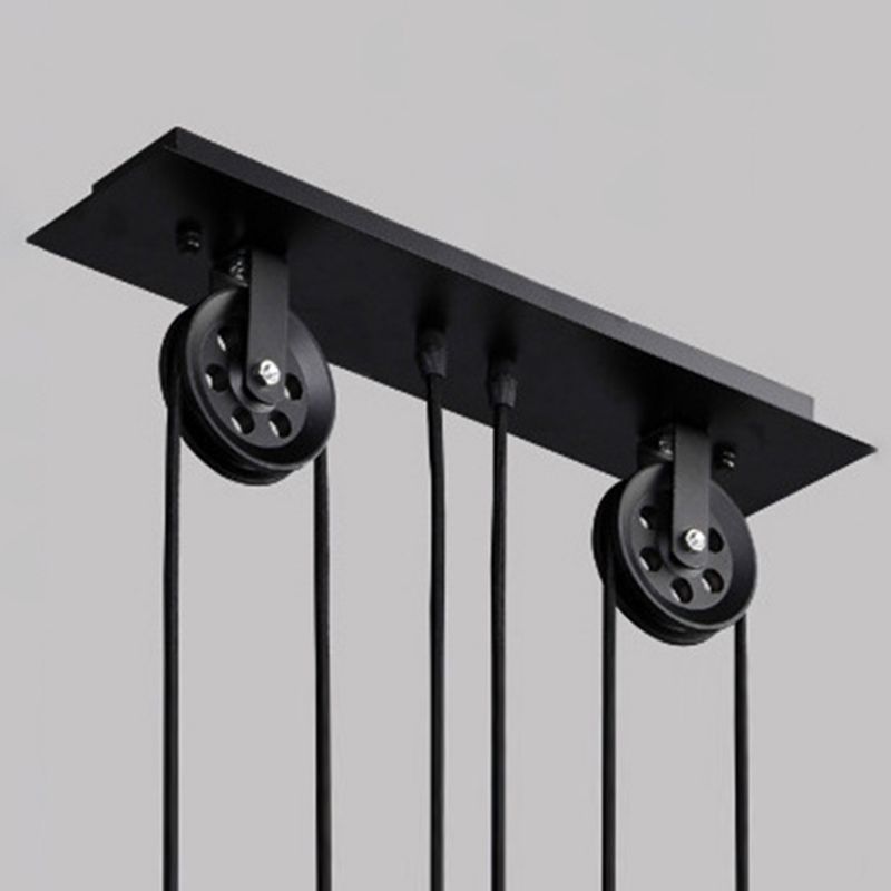 Metal 3 Lights Island Pendant Lighting Pulley Industrial Island Light Fixtures for Dining Room