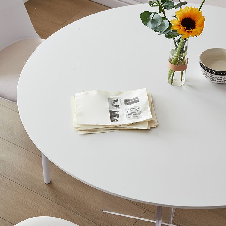 Round Dining Table Set 1/3/4/5 Pcs Acrylic Base Dining Table with Plastic Side Chairs