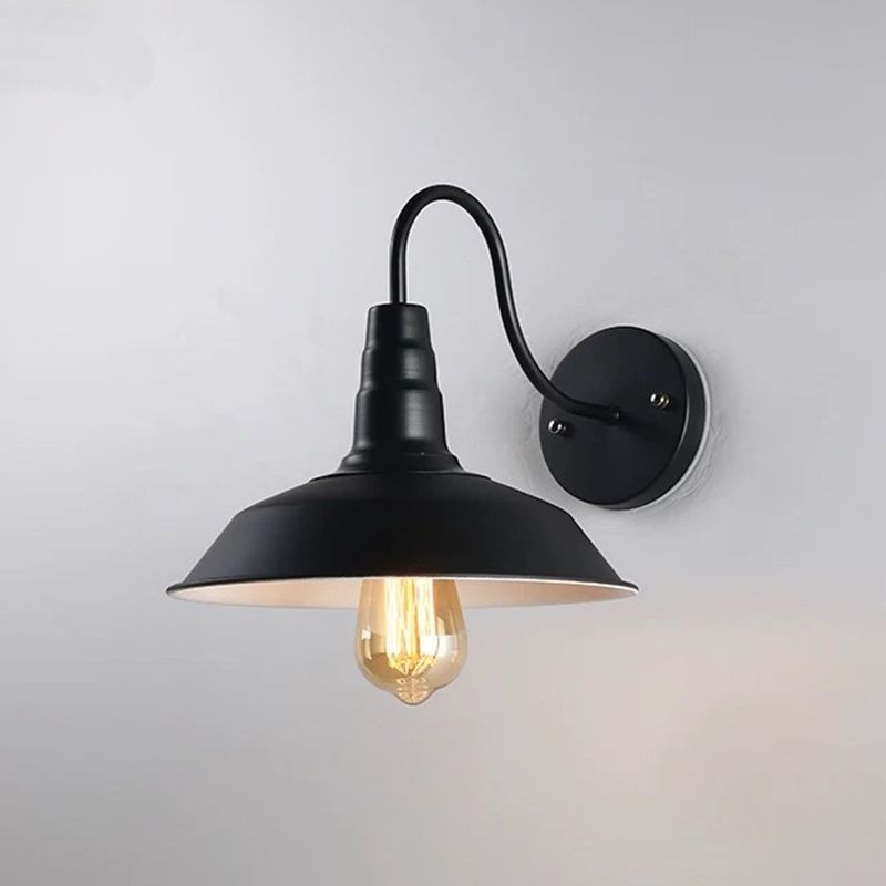 Single-Bulb Wall Light Fixture Vintage Pot Cover Iron Wall Mounted Lamp for Restaurant