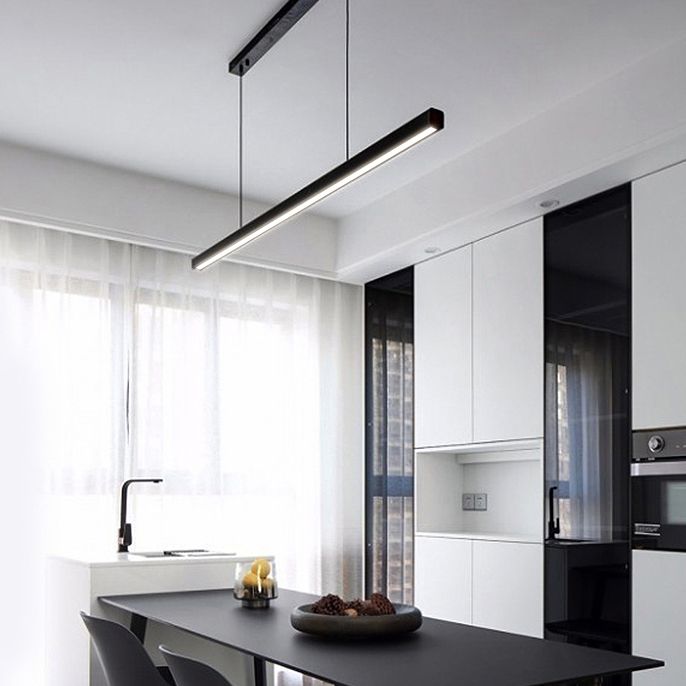 Linear Pendant Lighting Contemporary Metal 1 Light Pendant Light for Kitchen Island