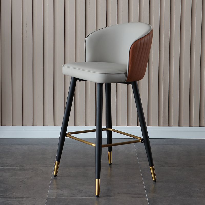 Glam Style Bar Stool Leather Backrest Bar Stools for Dining Room with Metal Legs