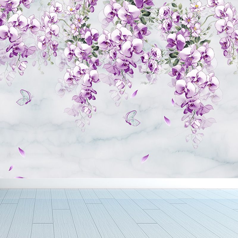 Waterproof Flower Wall Mural Modern Non-Woven Wall Covering, Custom Size Available