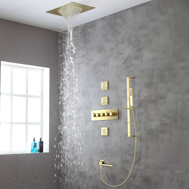 Ceiling Mounted Square Metal Shower Faucet Massage Shower System