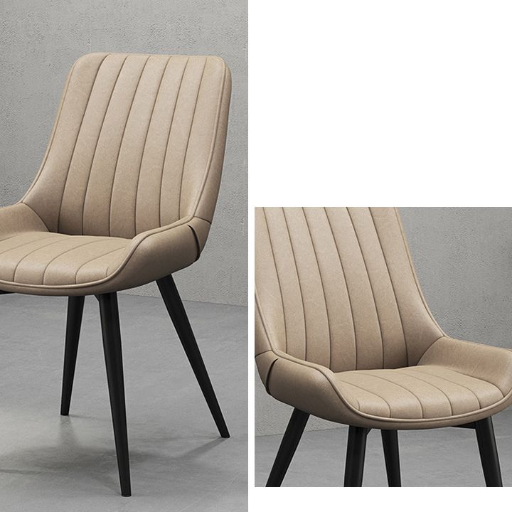 Metal Frame Dining Side Chair Faux Leather Upholstered Side Chair