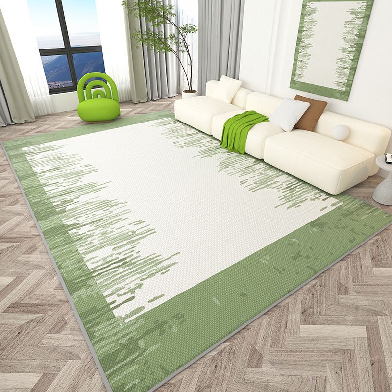 Green Modern Carpet Polyester Color Piece Carpet Washable Carpet for Home Decor