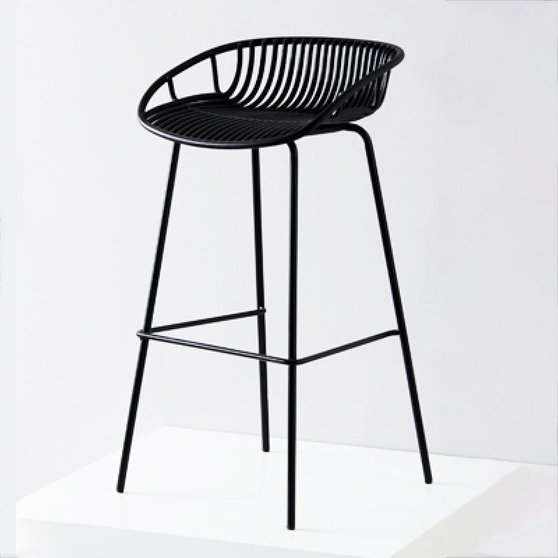 Contemporary Metal Barstool Plastic Stool in Matte Finish for Indoor