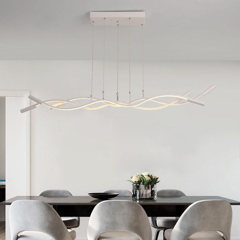 Twisted Line Dining Room Island Light Fixture Metal Artistic LED Ceiling Pendant Light