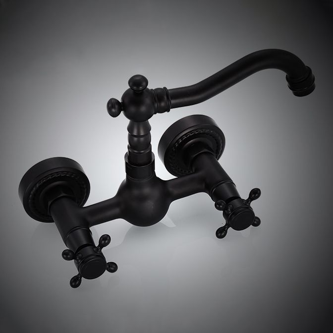 Traditional Wall Mounted Metal Tub Filler Low Arc Waterfall Bathroom Faucet