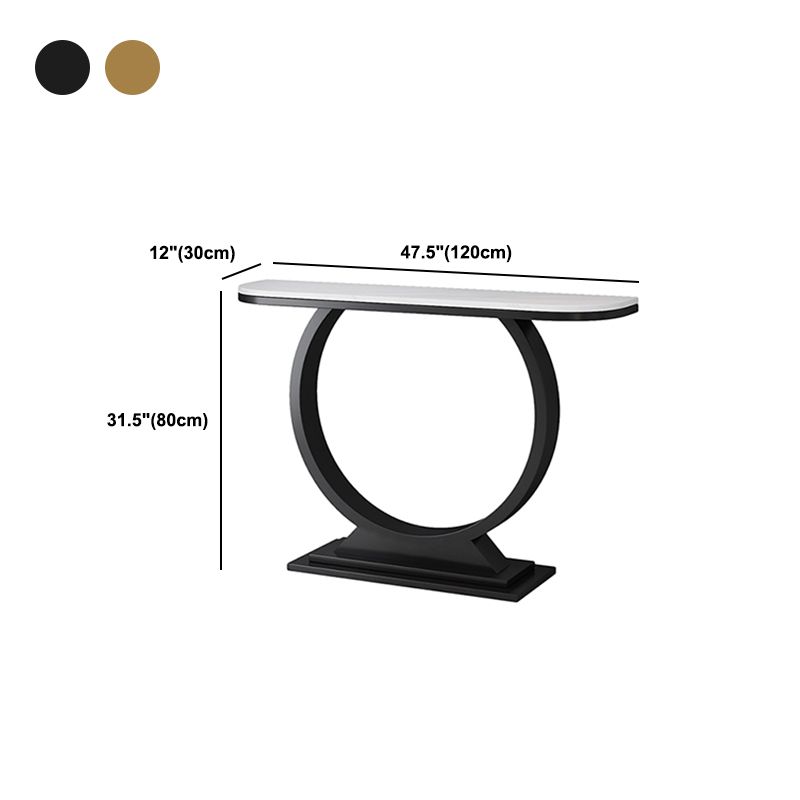 Glam Slate/metal Half Moon/Rectangle Abstract Console Table for Hall