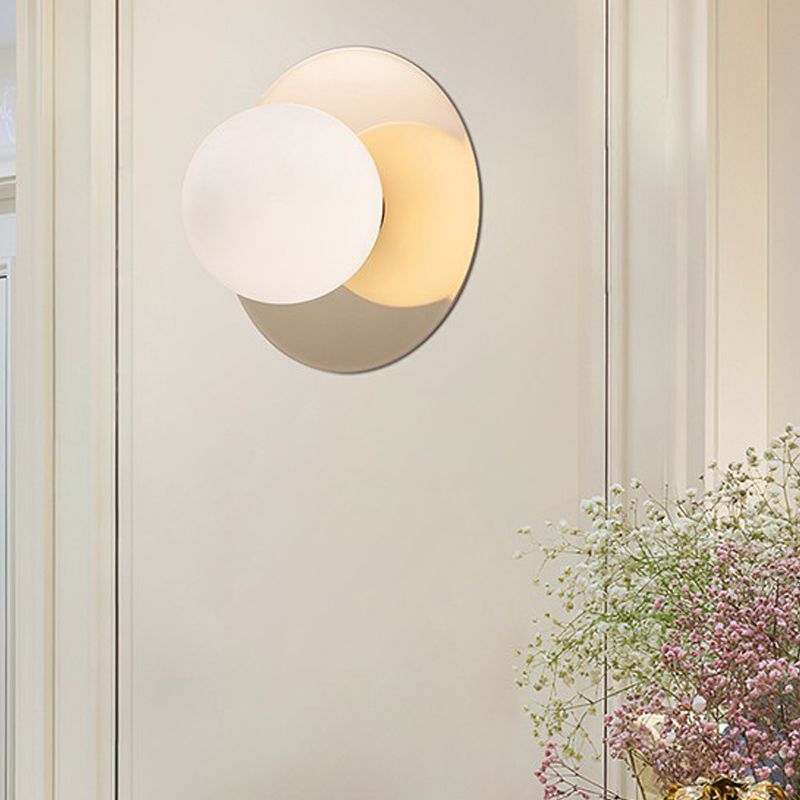 Nordic Style Wall Sconce White Glass Globe Wall Mounted Light for Living Room
