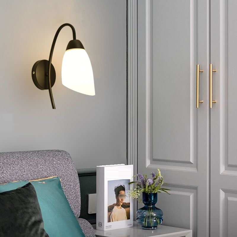 Industrial Black Wall Light Fixture with Glass Shade for Sitting Room