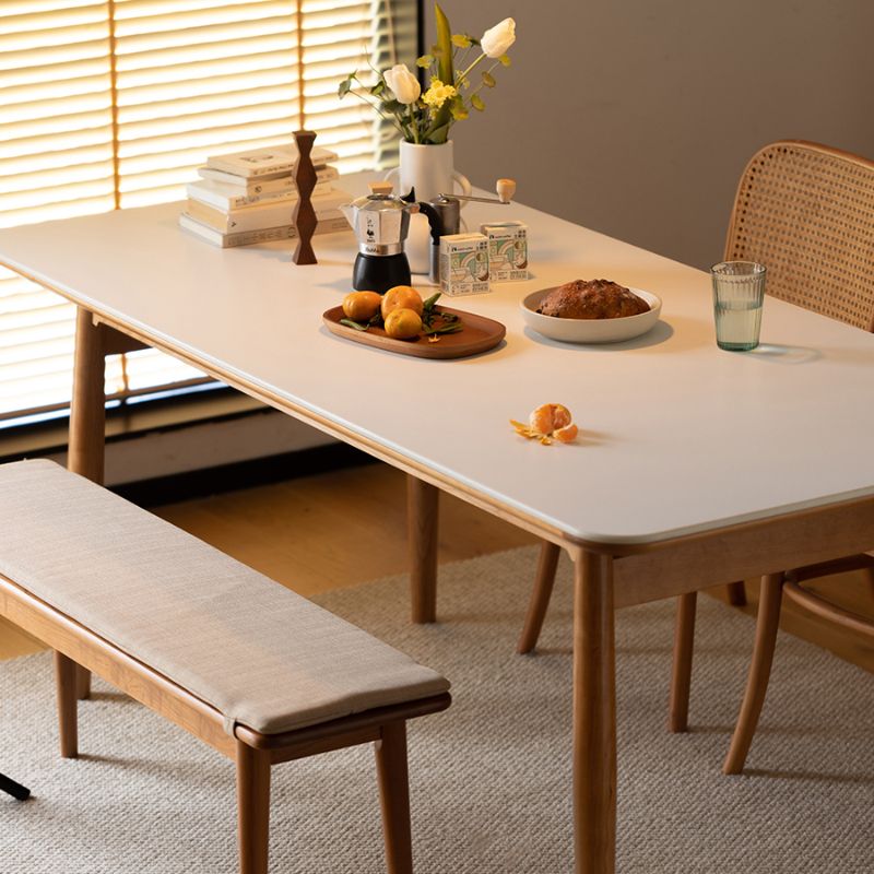 Simplicity Style Rectangle Stone Fixed Dinner Table with 4-foot