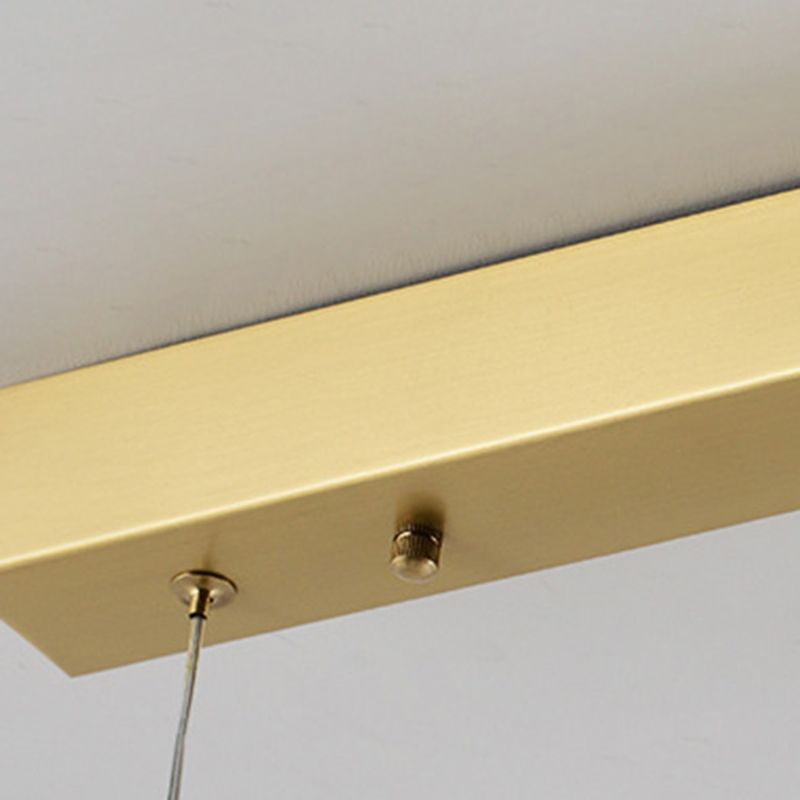 Contemporary Simplicity Island Light Acrylic Shade Long Strip Hanging Lamp in Gold