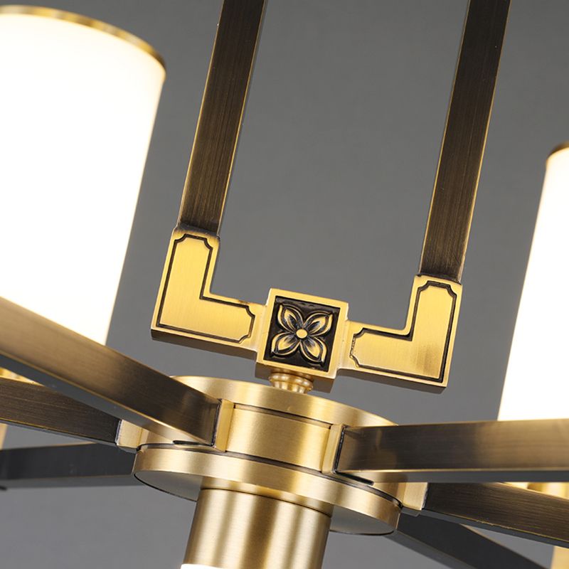 Witte glazen cilinder plafond hanger moderne stijl multi -lights kroonluchter verlichting