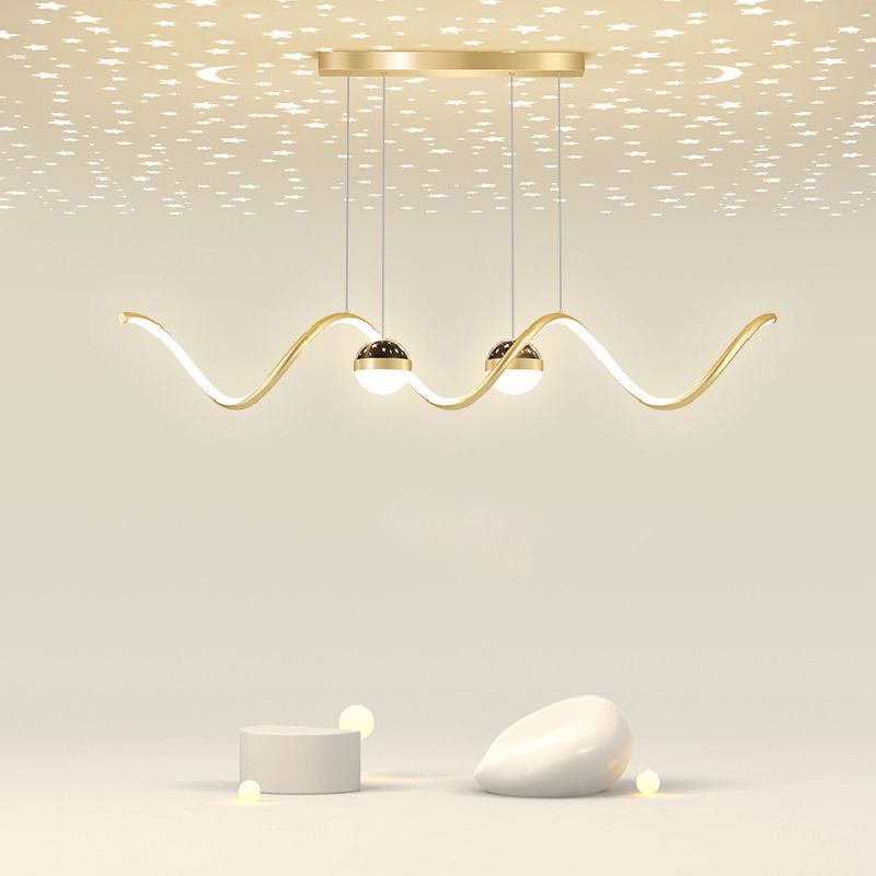 3-Light Modernism Ceiling Light Golden/Black LED Kitchen Island Lighting for Foyer