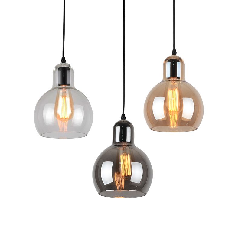 Glass Black Pendant Light in Modern Creative Style Aluminium Globe Hanging Lamp for Interior Spaces