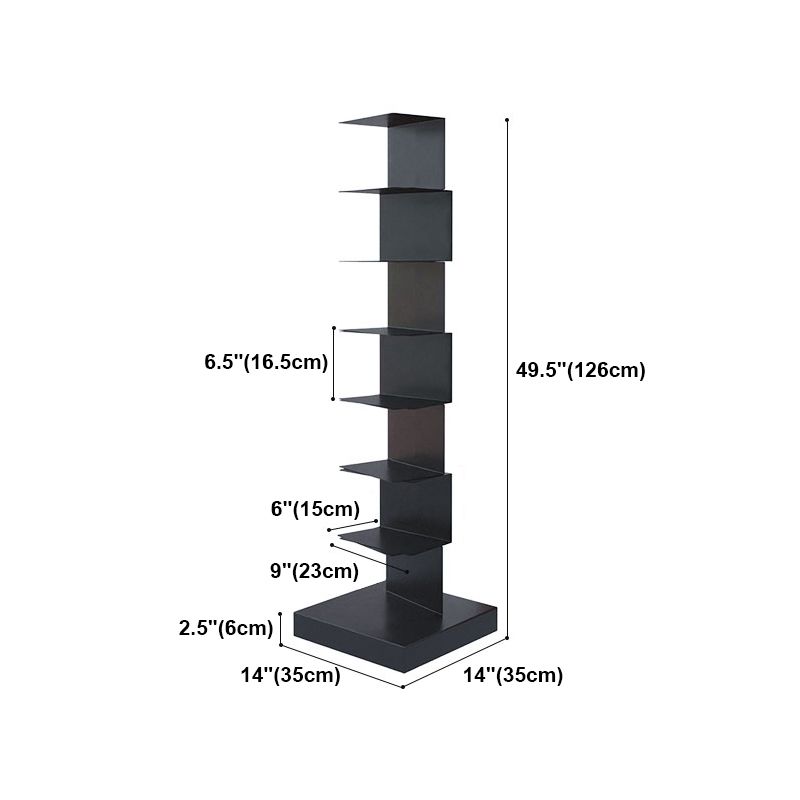 Black Contemporary Corner Bookshelf geschlossenes vertikales Stahlregal geschlossen
