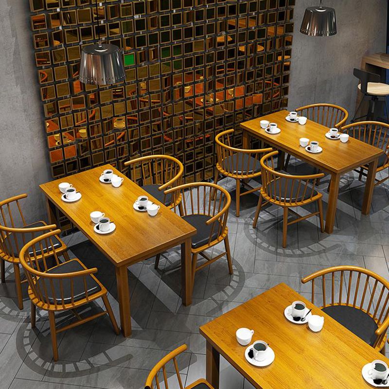 1/3/5 Pcs Pine Wood Industrial Dining Set with Wooden Table and Chairs Dinette Set