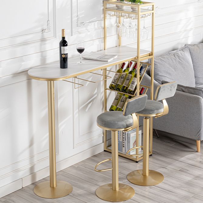 1/3 Piece Adjustable Height Bar Stool and Table Set Sintered Stone Matte Finish Bar Set