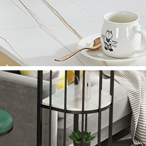 Stone Industrial Bar Dining Table Double Pedestal Bistro Table with Shelve (only table)