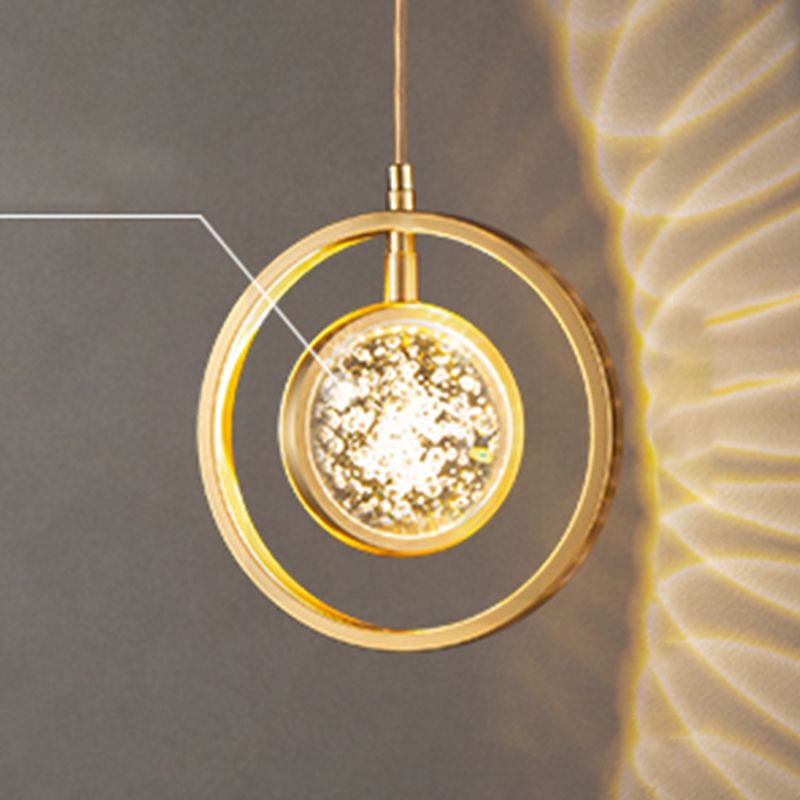 Forme sphérique de style moderne Hanging Light Crystal 1 Lumière Lumière suspendue en or