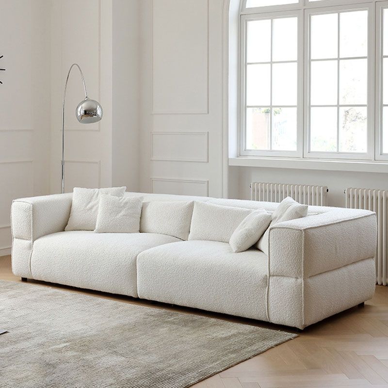 Modernism Sewn Pillow Back Sofa Tuxedo Arm Sofa with 4 Pillows