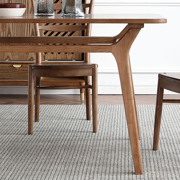 Modern Style 1/4/5 Rectangle Solid Wood Dining Set with Wood Chairs for Home