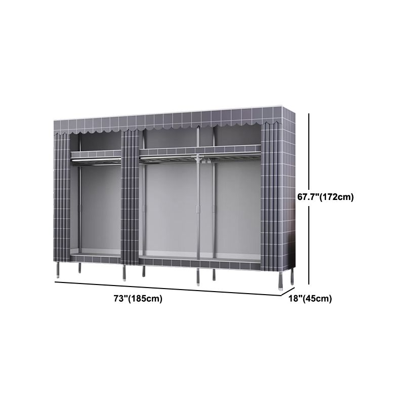 Modern Style Wardrobe Metal Wardrobe Closet with Garment Rod