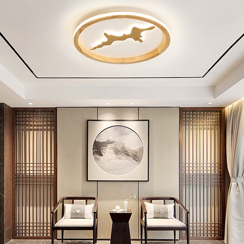 Cage en bois contemporain Plafond de plafond avec Shade Acrylique pour la salle de dessin