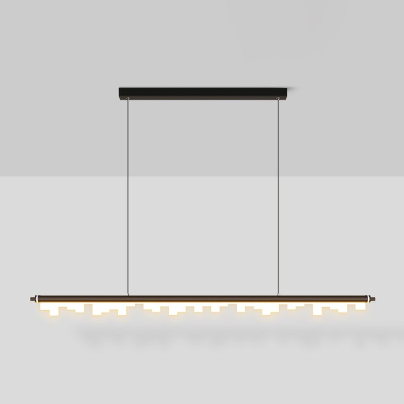 1-Light Linear Island Lights Contemporary Metal Island Ceiling Light