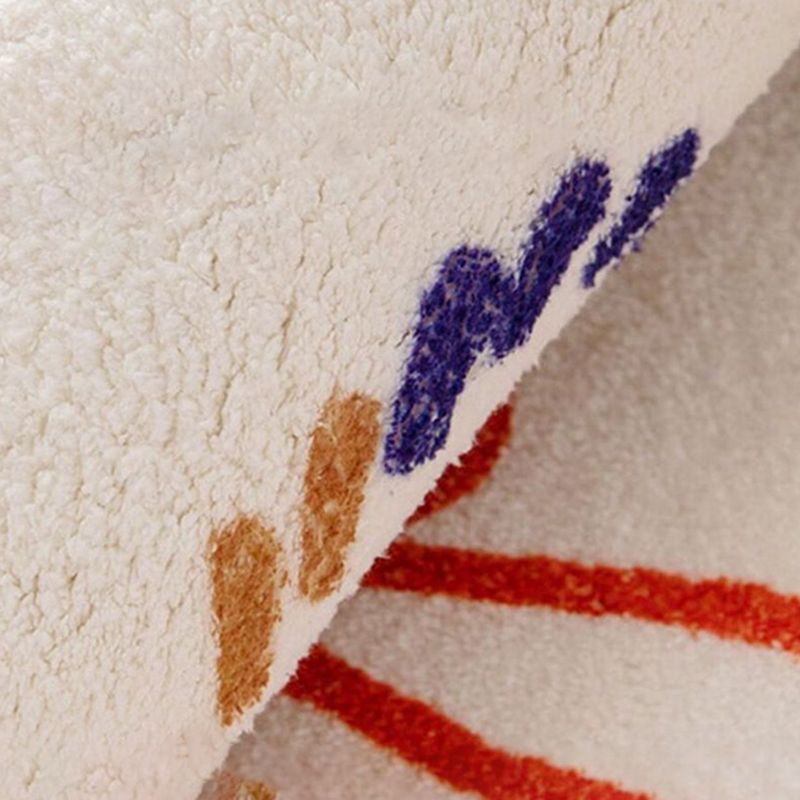 White Modern Rug Polyester Graphic Rug Stain Resistant Rug for Home Decor