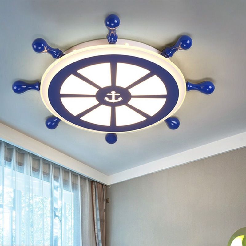 American Ceiling Light Mediterrane Stil Kinder Zimmer Kreativ Schiff Ruder Persönlichkeit Cartoon Boy Schlafzimmer Lampe