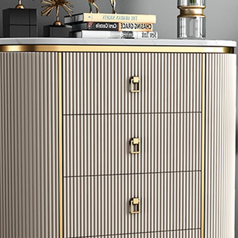 Glam Chest Bedroom Stone Vertical Storage Chest with Drawers