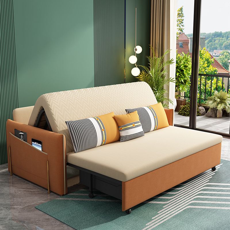 Yellow Faux leather Sofa Bed 36.22" Wide Contemporary Foldable Sleeper Sofa