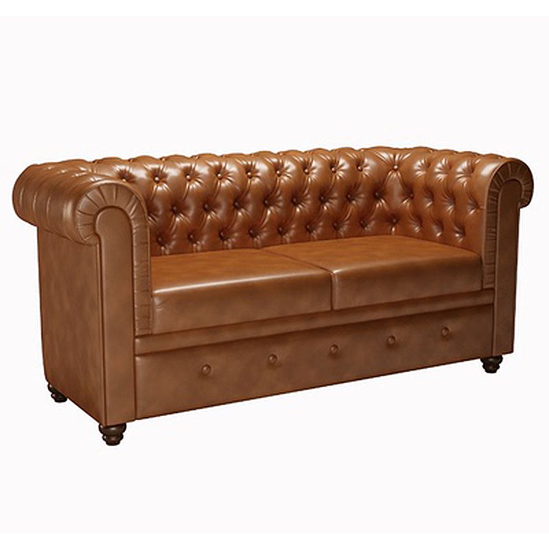 Mid Century Modern Leather Sofa 31.5"High Rolled Arm Sofa for Cafe