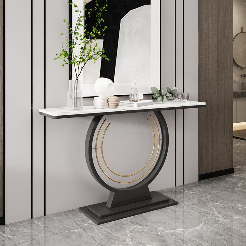 Modern Rectangle Console Accent Table Antique Finish Console Sofa Table in Stone