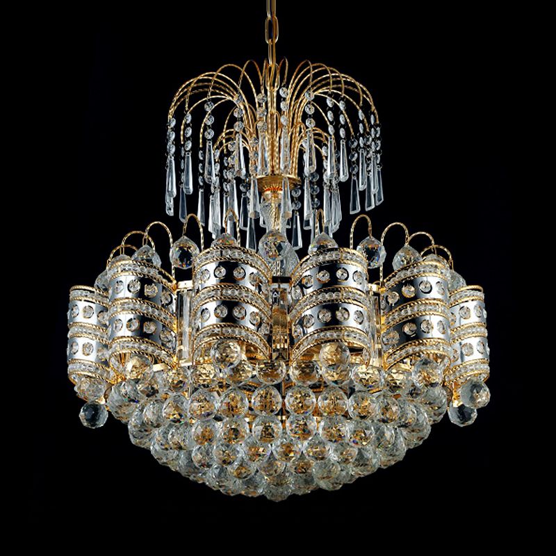 Crystal Dome Plafond Light Modern 10 lumières Gold Chandelier luminaire pour chambre à coucher