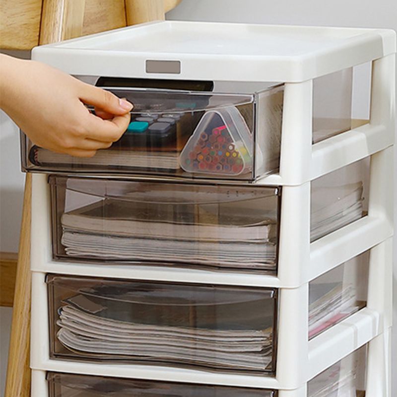 Modern Plastic File Cabinet Multi-Drawers Acrylic File Cabinet with Wheels