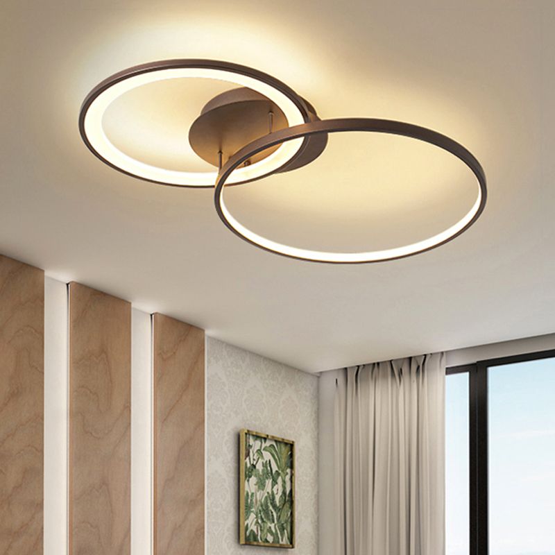 Plafonnier encastré à 2 anneaux en acrylique modernisme LED luminaire encastré marron