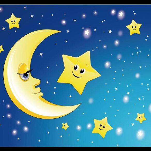 Moon and Stars Mural Decal Kid's Style Non-Woven Textured Wall Covering in Soft Color