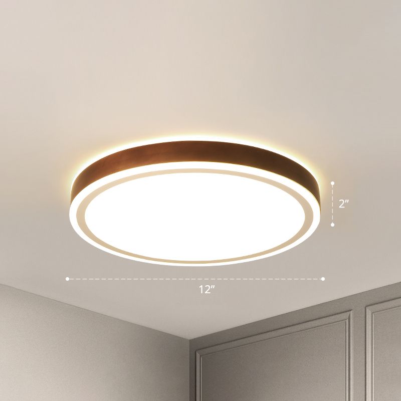Bruine geometrische inbouwplafondlamp Minimalistische LED houten inbouwverlichting voor slaapkamer