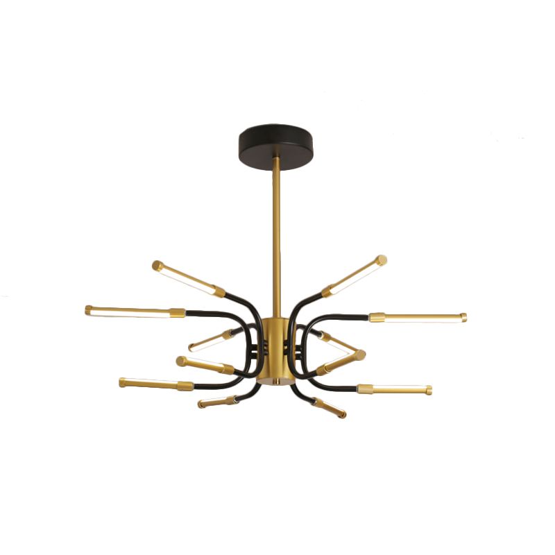 Black-gouden u-vorm kroonluchter minimalistische 12-head metallic hangende plafondlamp in warm/wit licht