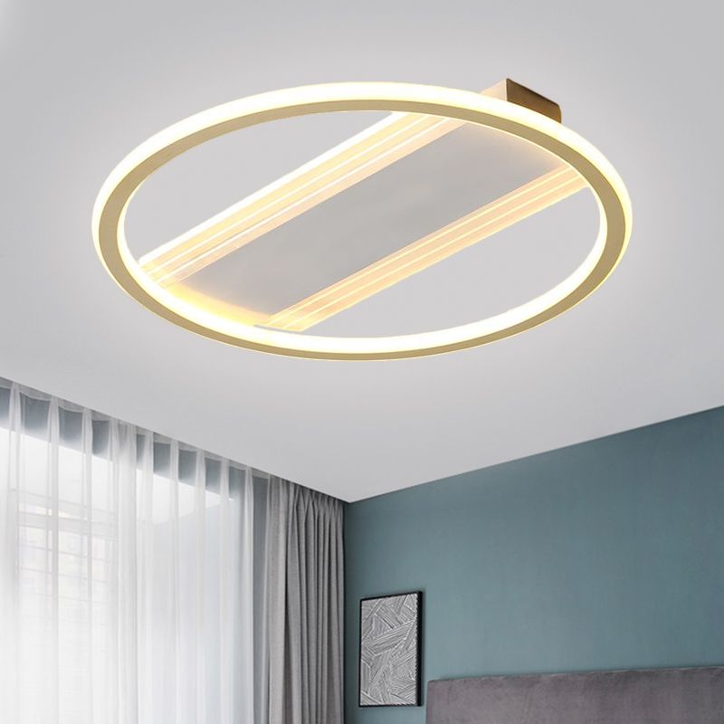 Chambre circulaire Flush Light Metallic LED moderniste Flush Mount Lampe en or, 16,5 "/20,5" Largeur
