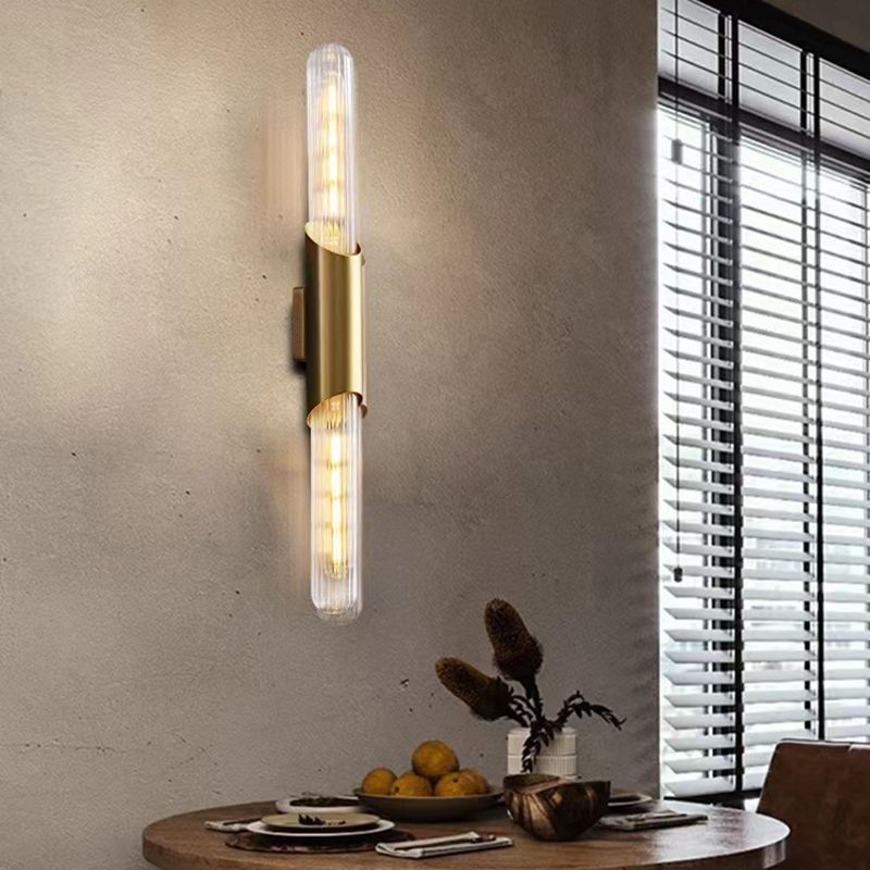 Linear Shape Metal Vanity Sconce Light Modern Style 2-Lights Vanity Mirror Lights in Gold