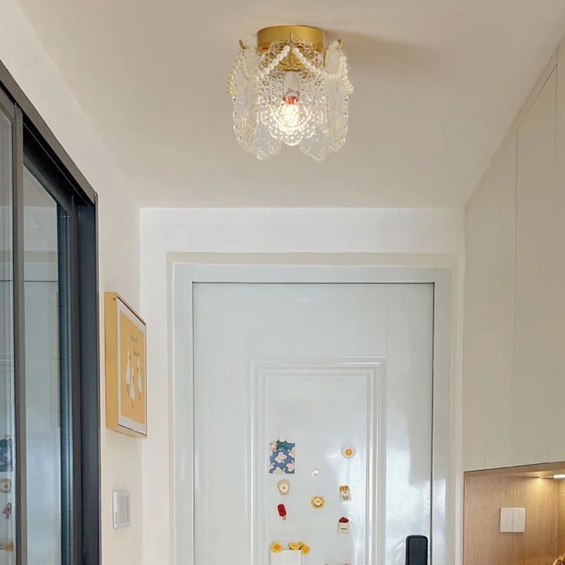 Modern Flush Mount Light Simple Flush Mount Ceiling Light Fixture with Glass Shade